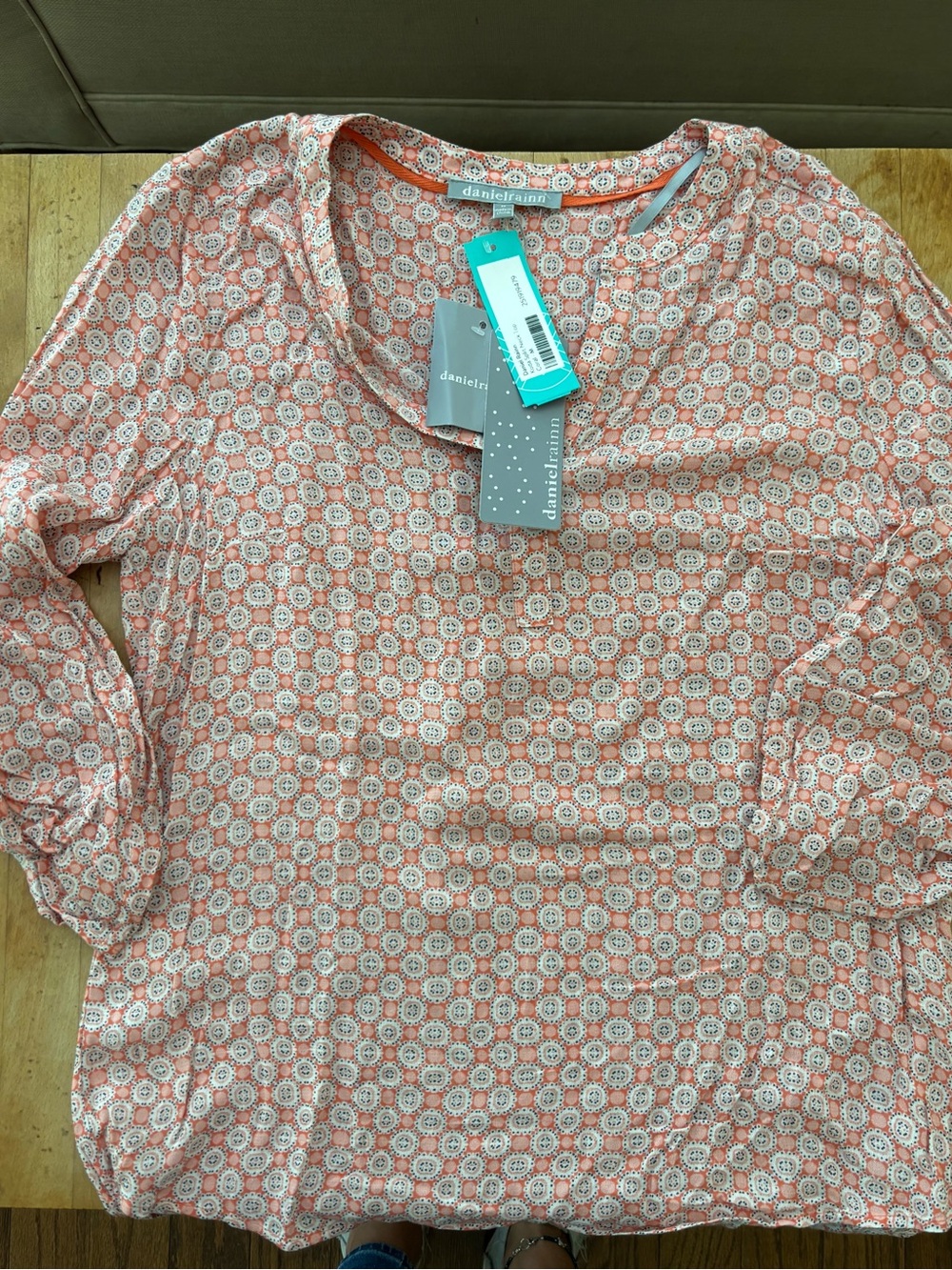 daniel rainn Coral Printed three-quarter sleeve size M Women’s Top
